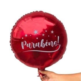 Balão Metalizado Vermelho Parabéns